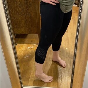 Athleta Black Capri Mesh Detail Leggings